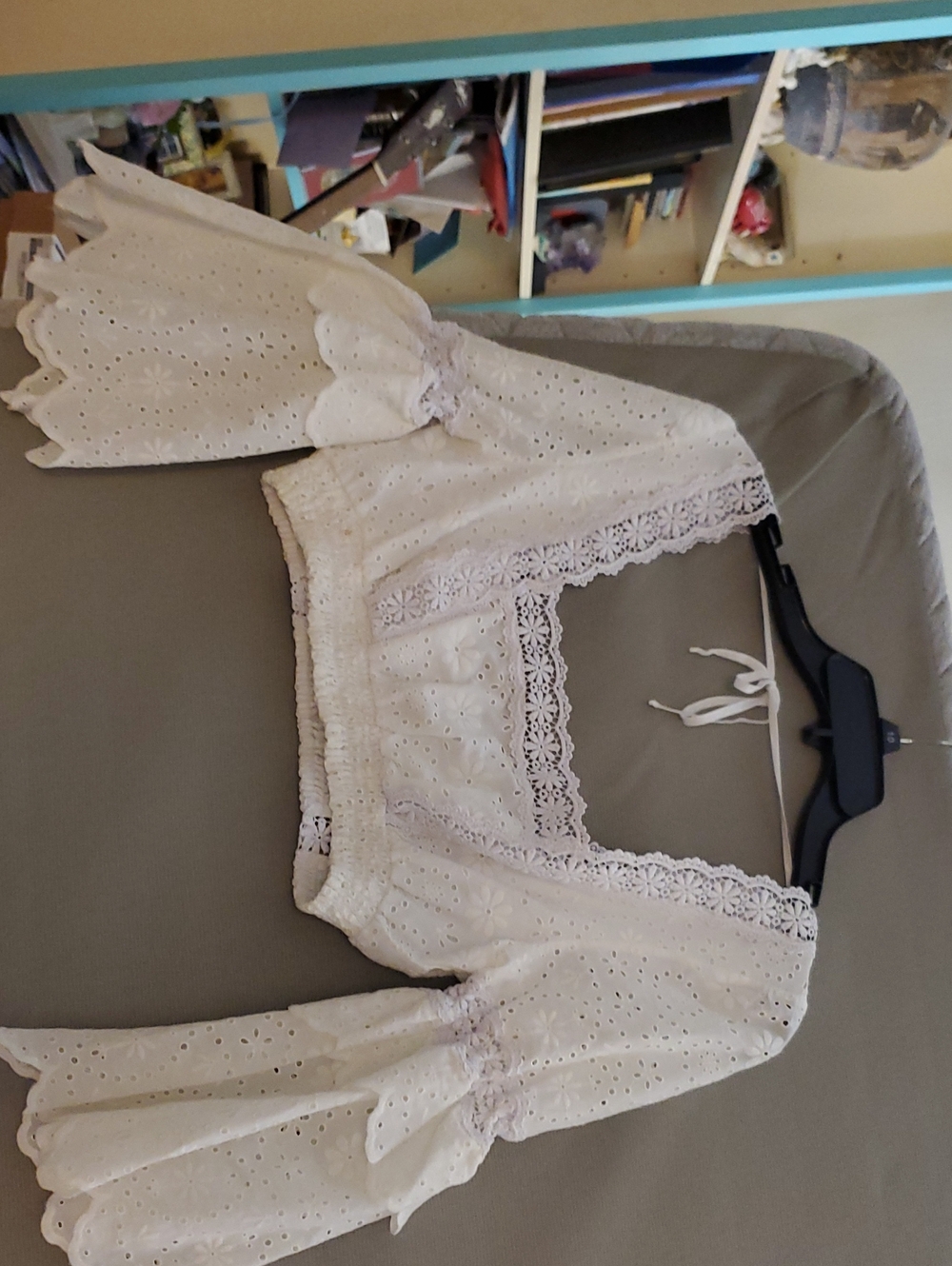 USED, CHARO RUIZ Blouse ibiza Hadi cropped broderie anglaise cotton-blend top